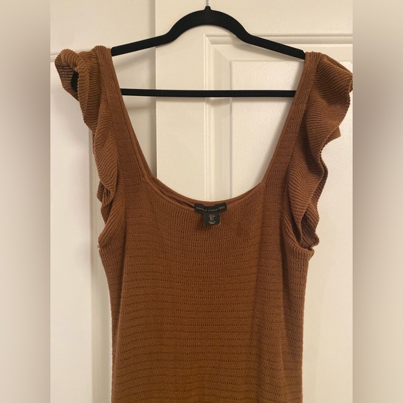 House of Harlow 1960 Brown Knit Ruffle Midi Dress - Picture 4 of 8